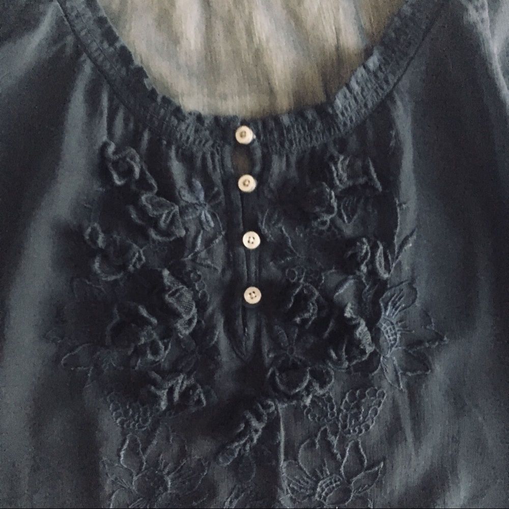 Hollister Sheer Embroidered Lace Blouse